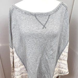 Free People Slouchy Oversized Mixed Fabric Sweater Sweatshirt Size Medium